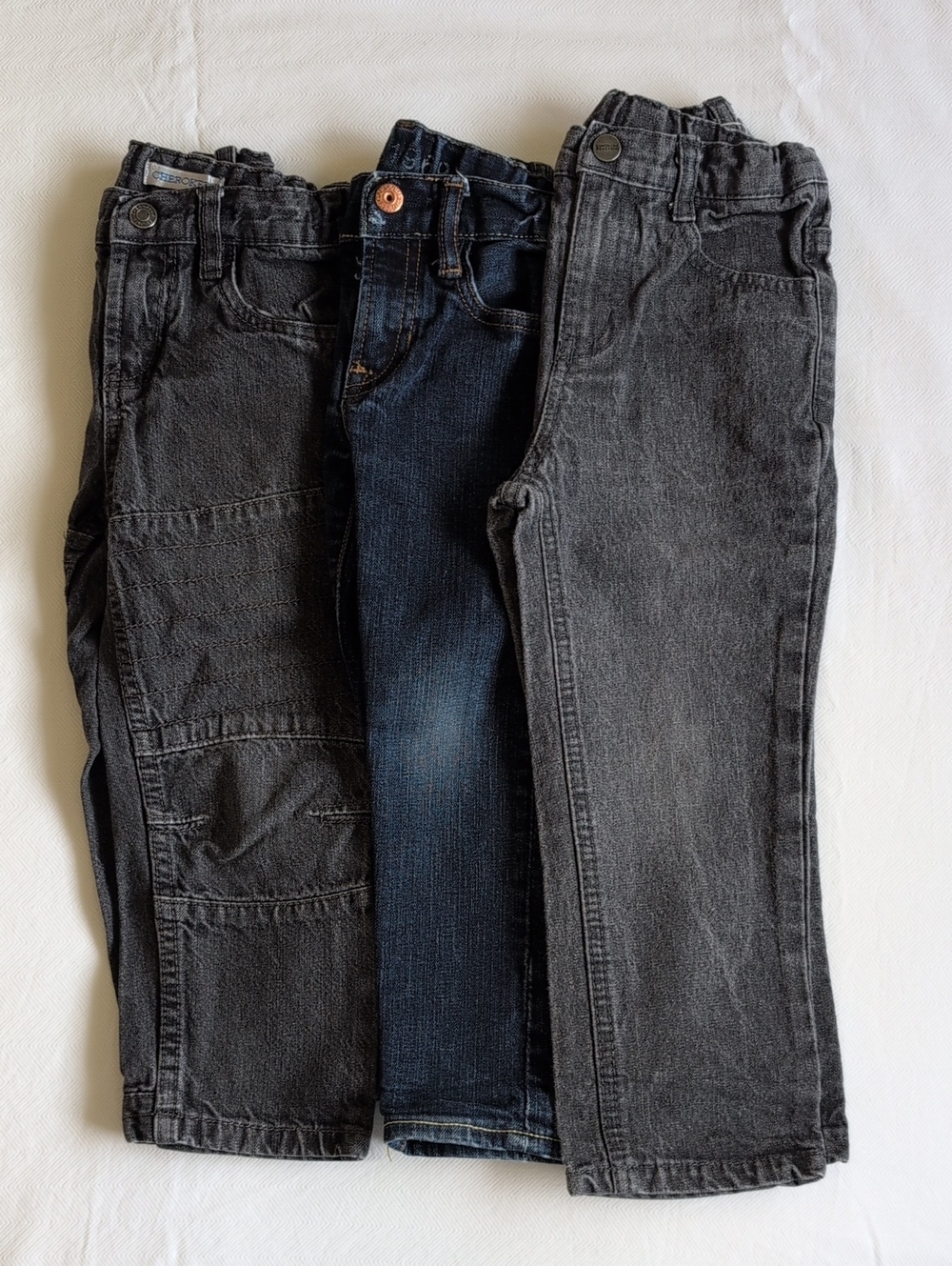 Size 3T Boys Trendy Moto & Streetwear Gray/Dark Denim Bundle (3 Pack)